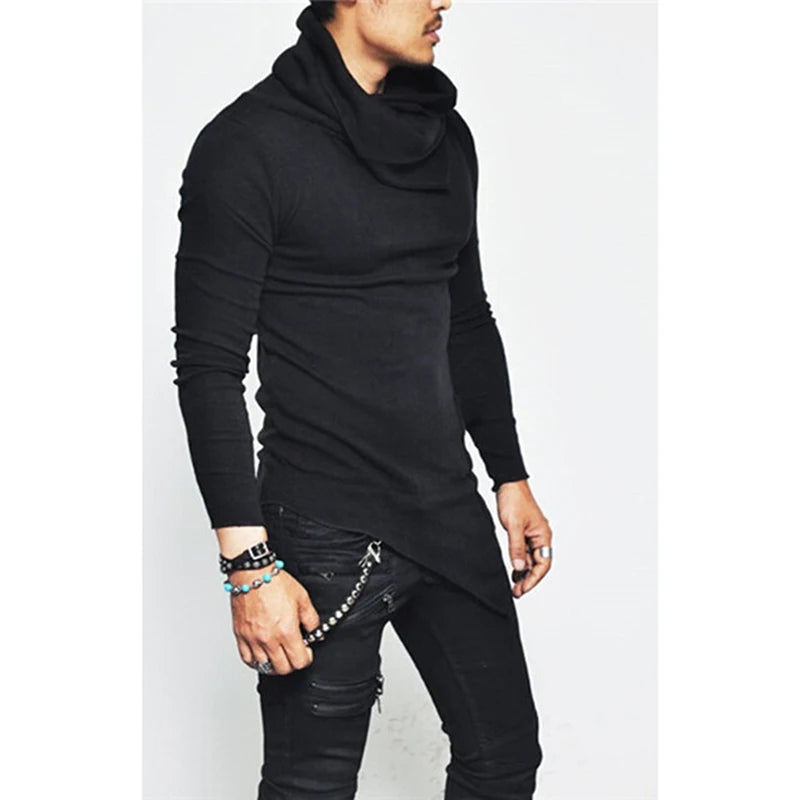 Men's Hoodies Unbalance Hem Pocket Long