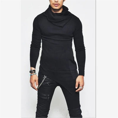 Men's Hoodies Unbalance Hem Pocket Long