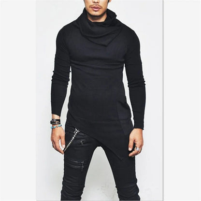 Men's Hoodies Unbalance Hem Pocket Long