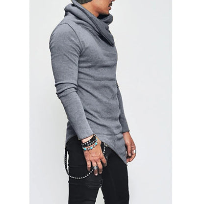 Men's Hoodies Unbalance Hem Pocket Long