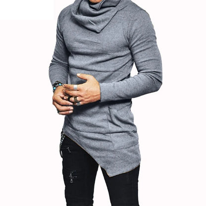 Men's Hoodies Unbalance Hem Pocket Long